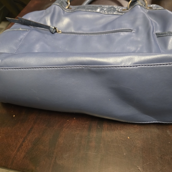 Genna De Rossi Shoulder Bag Purse Light Blue Faux Leather Studded Tote Large - Picture 3 of 12